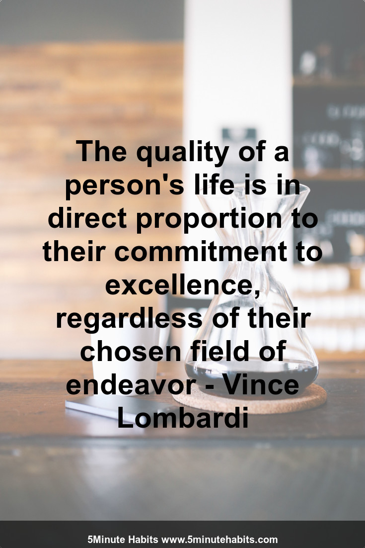 The quality of a person's life is in direct proportion to their commitment to excellence, regardless of their chosen field of endeavor - Vince Lombardi